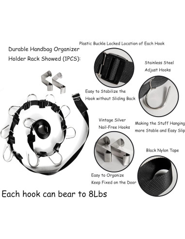 Organizador de Bolsos IZUS - Soporte de 20 Ganchos para Armario