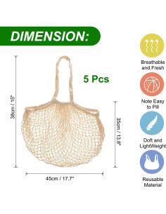 Bolsas de Almacenamiento de Malla Reutilizables uxcell 5 Piezas 2