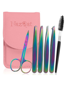 Juego de 6 Pinzas para Cejas NazQat - Kit Profesional de Aseo