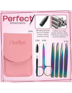 Juego de 6 Pinzas para Cejas NazQat - Kit Profesional de Aseo 2