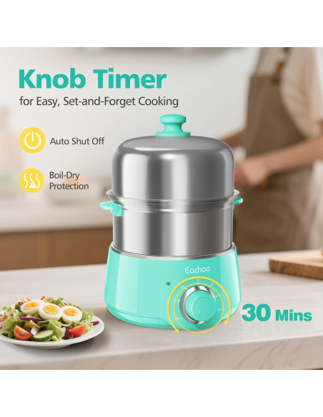 Cocinero de Huevos Duro CACHOO Aqua 14 Huevos 30 Min Temporizador