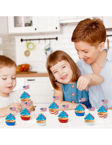 Forros de Cupcake Mini COcnny - 600 Piezas, 4 Estilos Patrióticos