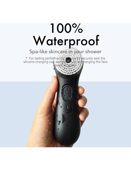 Cepillo Facial Eléctrico NagraCoola Negro - Impermeable, 2 Cabezas, 3 Velocidades