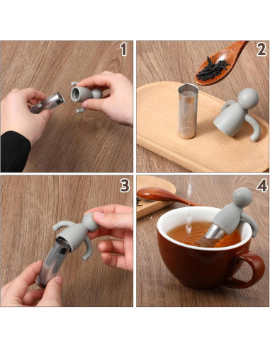 Infusor de Té Lusofie - Acero Inoxidable y Silicona - 2 Piezas