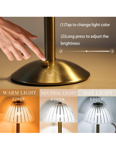 Juego de 2 lámparas de mesa LED TIMEGOA con batería 1600 mAh