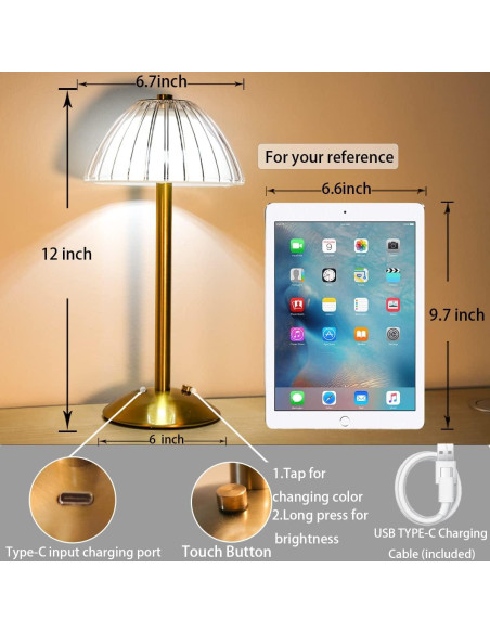 Juego de 2 lámparas de mesa LED TIMEGOA con batería 1600 mAh