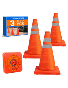 Conos de Seguridad Plegables TENKAIWICK 18" Naranjas - 3 Piezas