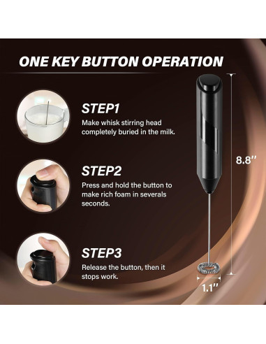 Espumador de Leche Simple Deluxe a Batería con Soporte Inoxidable
