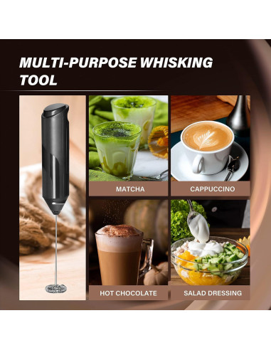 Espumador de Leche Simple Deluxe a Batería con Soporte Inoxidable