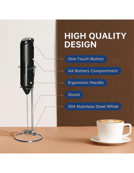 Espumador de Leche Simple Deluxe a Batería con Soporte Inoxidable