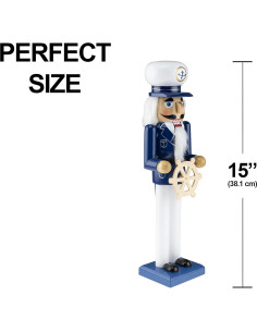 Muñeco de Nuez Tradicional Capitán 38 cm Clever Creations 2