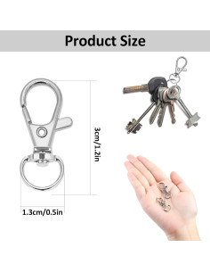 100 Ganchos Giratorios de Lanyard DSUWAZU, Clip de Metal Plata 2