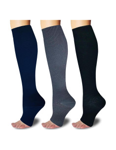 3 Pares Calcetines de Compresión Abiertos SHUTELI 15-20mmHg S/M