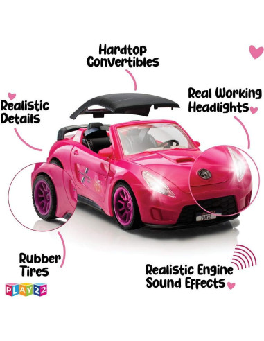 Coche Convertible Rosa Play22 con Luces y Sonido - Set Completo