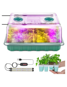 Bandeja de Inicio de Semillas Ourhom con Luz de Crecimiento 48 Celdas