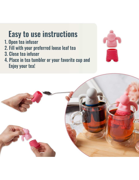 Conjunto de Infusores de Té DecorChiq CuTea - Silicona Rosa y Azul