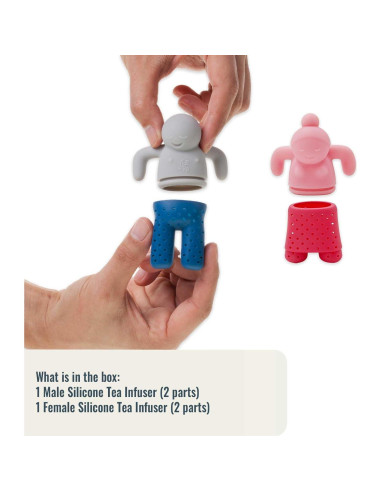 Conjunto de Infusores de Té DecorChiq CuTea - Silicona Rosa y Azul