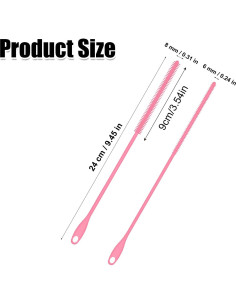 2 Cepillos de Silicona para Pajitas PEUTIER 6mm y 8mm Rosa 2