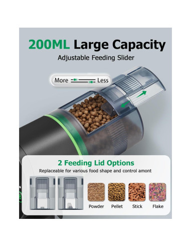 Dispensador Automático de Comida para Peces Papettly 200ml