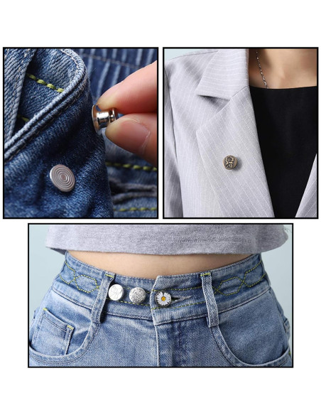 12 Botones de Reemplazo Instantáneo Ajustables Z094 para Pantalones