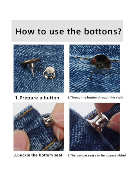 12 Botones de Reemplazo Instantáneo Ajustables Z094 para Pantalones