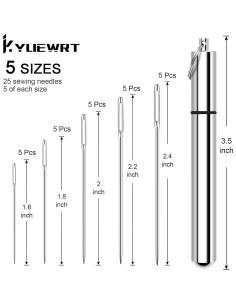 Agujas de Bordado KYUEWRT 25 Piezas Ojo Grande 5 Tamaños 2