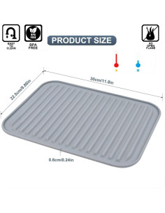 Juego de 2 Mats de Silicona SUNMVEHOT 22.86x30.48cm Gris Oscuro 2