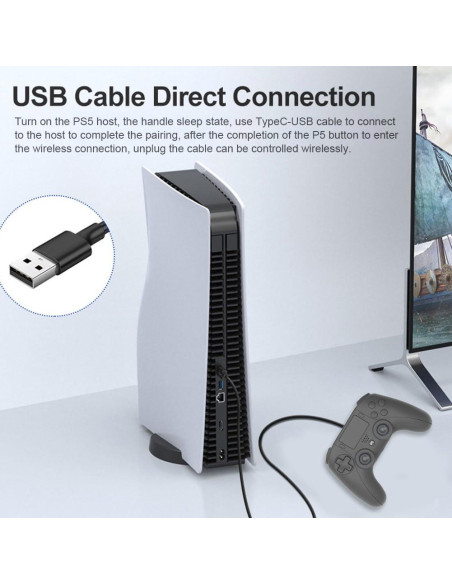 Controlador Inalámbrico ESSILX para PS5 - Negro, Doble Vibración, Sensor 6 Ejes Controlador Inalámbrico ESSILX para PS5 - Negro, Doble Vibración, Sensor 6 Ejes