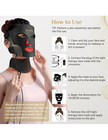 Máscara de Terapia de Luz LED FOLOKE para Cuidado de la Piel