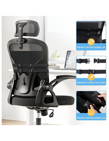 Cojín Lumbar Ergonómico SweetSlubr Negro con Correas Ajustables