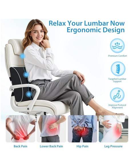 Cojín Lumbar Ergonómico SweetSlubr Negro con Correas Ajustables