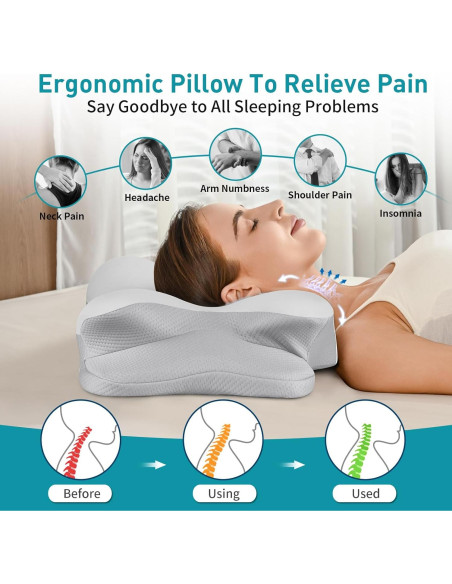 Almohada Cervical Ergonomica Besyodo - Espuma Viscoelástica 65x40cm Almohada Cervical Ergonomica Besyodo - Espuma Viscoelástica 65x40cm