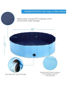 Piscina Plegable para Perros Onirii 121.92cm Azul PVC 2