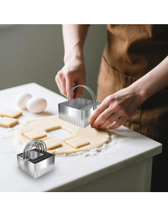 Juego de Cortadores de Galletas Cuadrados Kofebe 5PCS Acero Inoxidable 2