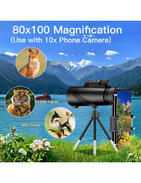 Monóculo 10x42 EOQIFJM HD Impermeable con Trípode