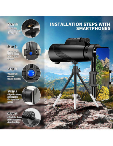 Monóculo 10x42 EOQIFJM HD Impermeable con Trípode