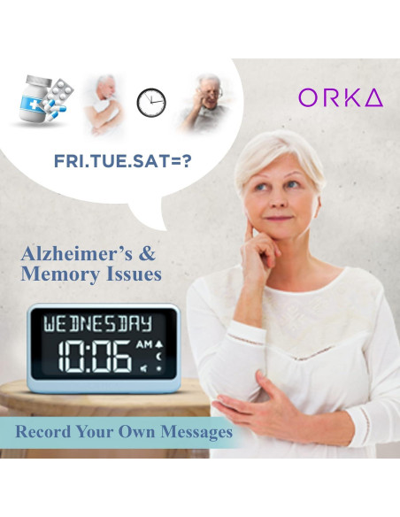 Reloj Hablante ORKA Digital con Alarmas y Grabación de Voz