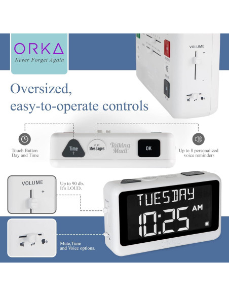 Reloj Hablante ORKA Digital con Alarmas y Grabación de Voz