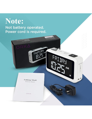 Reloj Hablante ORKA Digital con Alarmas y Grabación de Voz