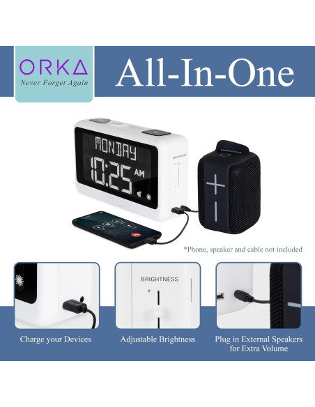 Reloj Hablante ORKA Digital con Alarmas y Grabación de Voz