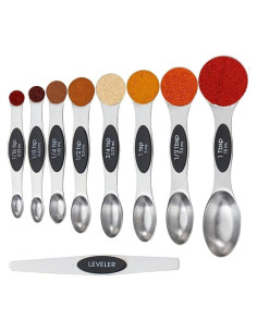 Juego de Cucharas Medidoras Magnéticas Rimaxao 9 Piezas Acero Inoxidable