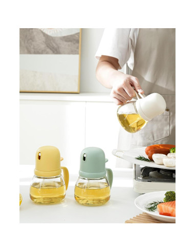 Pulverizador de Aceite de Oliva JIMMEAL 350ml Vidrio Beige