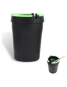 Cenicero de coche MLY sin humo negro, 11x8 cm, a prueba de olores