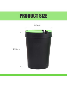 Cenicero de coche MLY sin humo negro, 11x8 cm, a prueba de olores 2