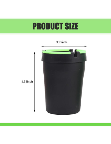 Cenicero de coche MLY sin humo negro, 11x8 cm, a prueba de olores