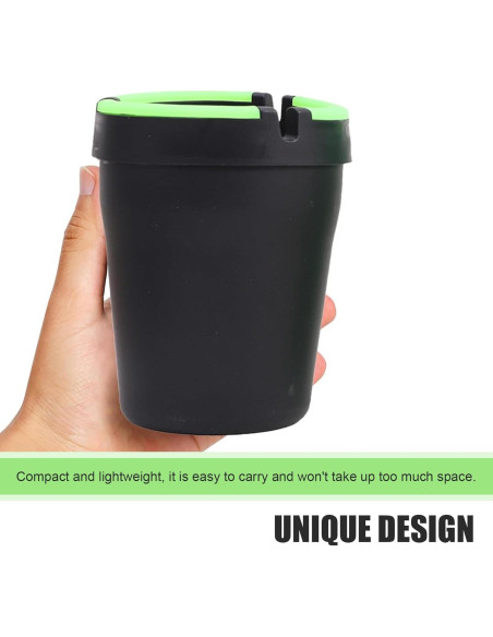 Cenicero de coche MLY sin humo negro, 11x8 cm, a prueba de olores