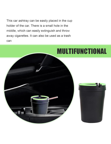 Cenicero de coche MLY sin humo negro, 11x8 cm, a prueba de olores