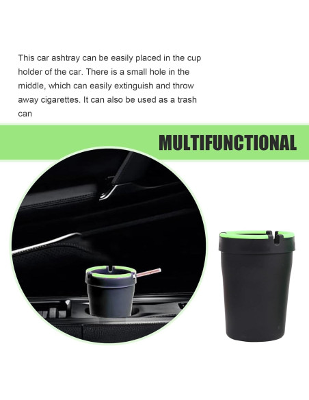 Cenicero de coche MLY sin humo negro, 11x8 cm, a prueba de olores