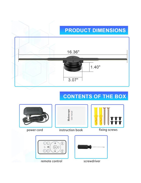 Ventilador Holográfico 3D HAVIsikr 42cm HD Control Remoto