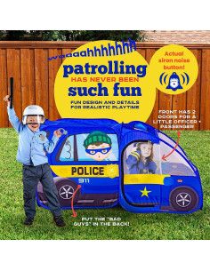 Carpa de Juego Pop Up Kiddzery Coche de Policía 139,7x69,85cm 2